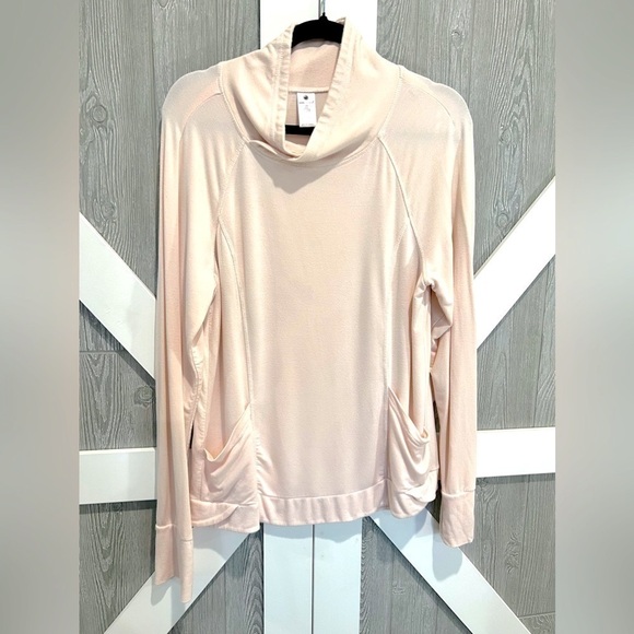 003. Yogalicious Relaxed Cross Neck Light Pink Sweatshirt Women's L - Picture 2 of 12